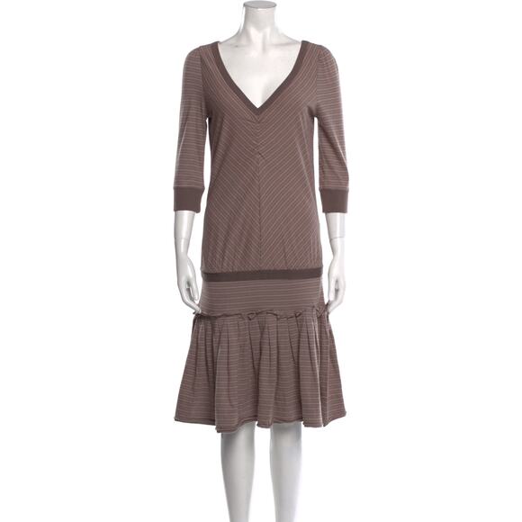 Marc Jacobs Women's Drop Waist Dress Size Small Purple Brown Striped V-Neck $300 - Picture 1 of 9